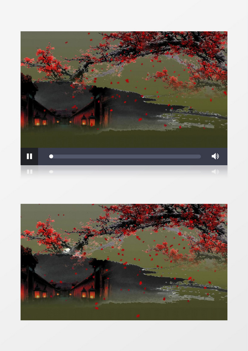 中国风红梅映月舞台背景视频素材