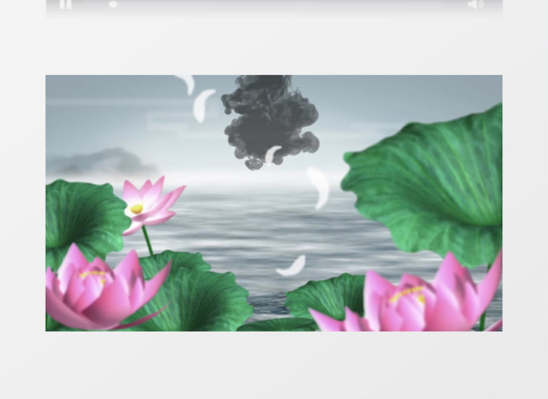 唯美泼墨流水烟雾落叶云背景视频