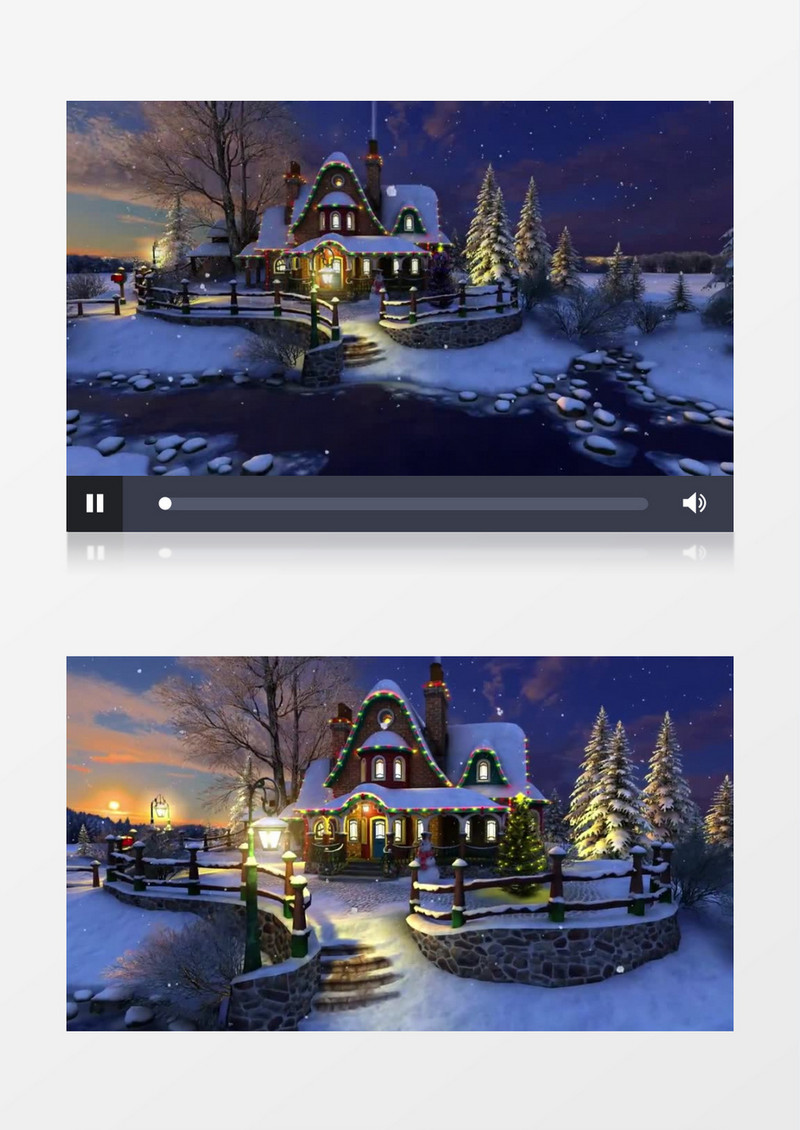 圣诞小屋 雪景 松树(含音乐)