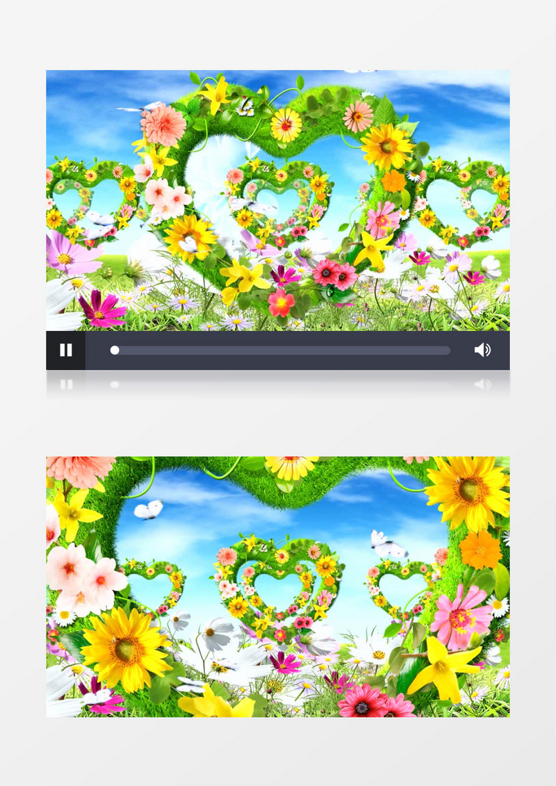 炫丽多彩爱心花海背景视频素材
