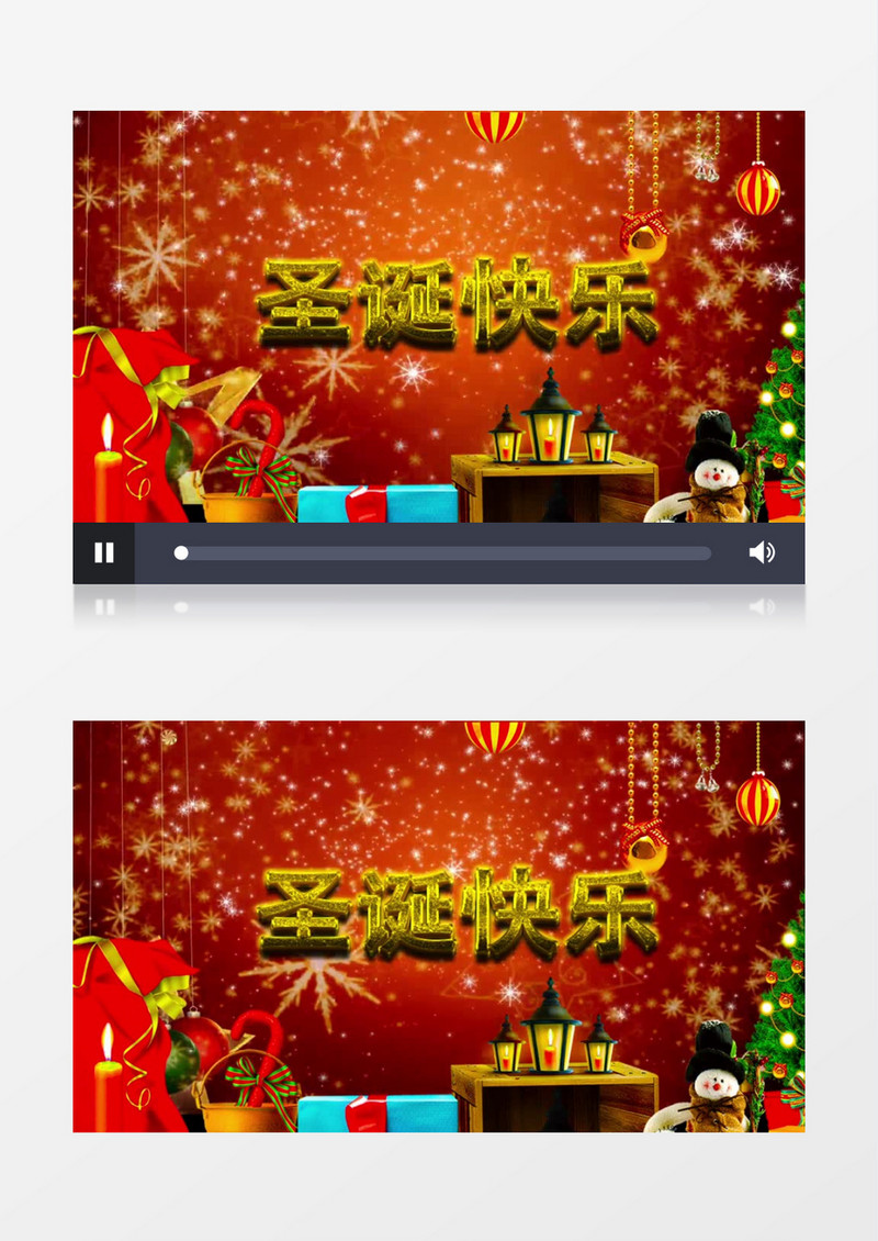 雪花飞舞钟声响起庆祝圣诞快乐背景视频