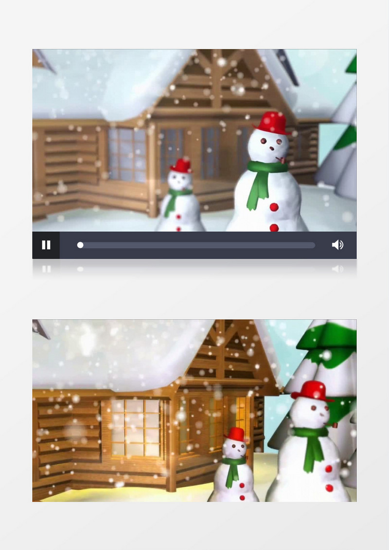  大雪纷飞 温馨的小屋 放入梦幻的圣诞球背景视频