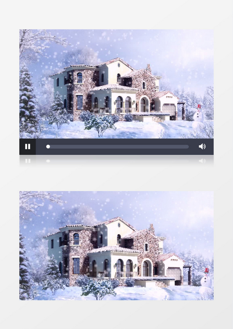  大雪纷飞笼罩在白蒙蒙的大雪之中的房子背景视频