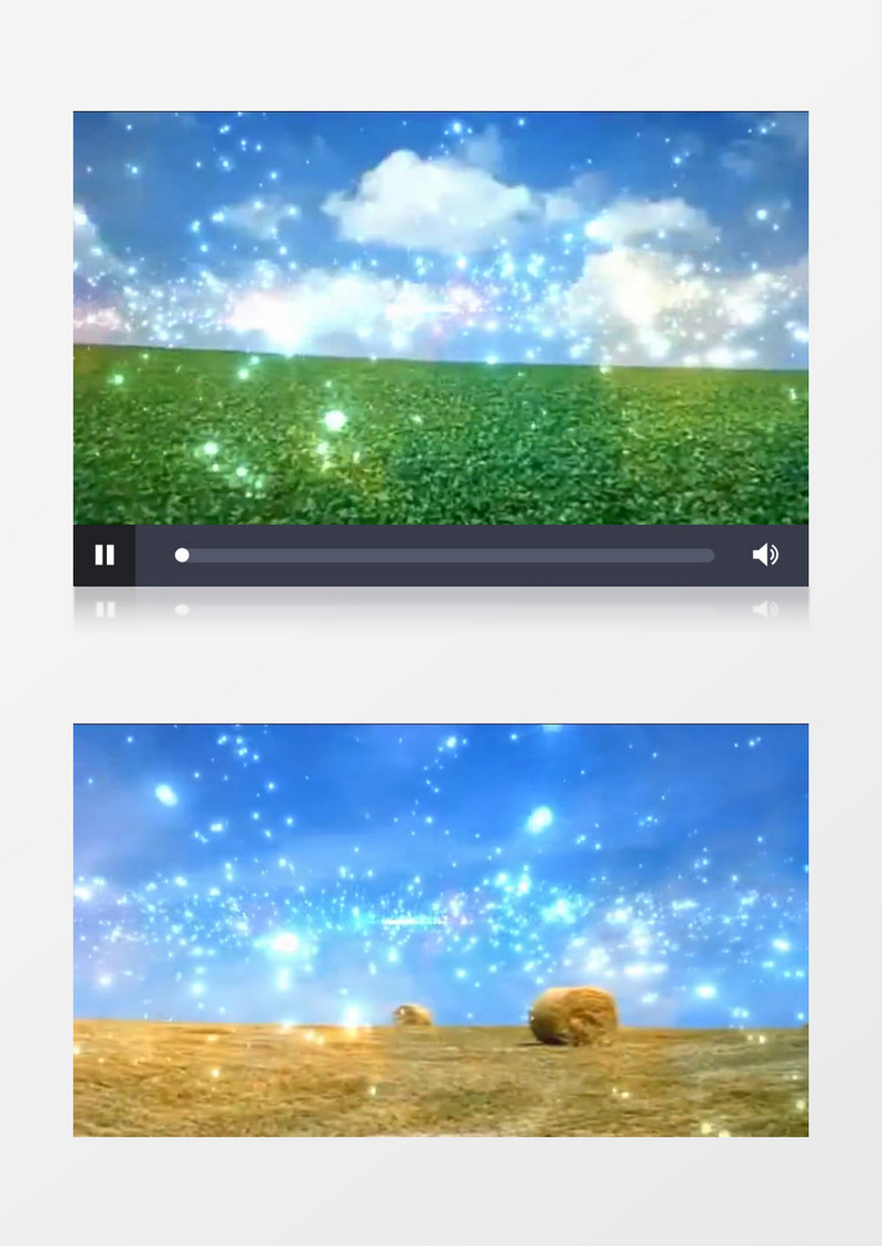 动画动态蓝天绿地草原风景(有音乐)背景视频素材
