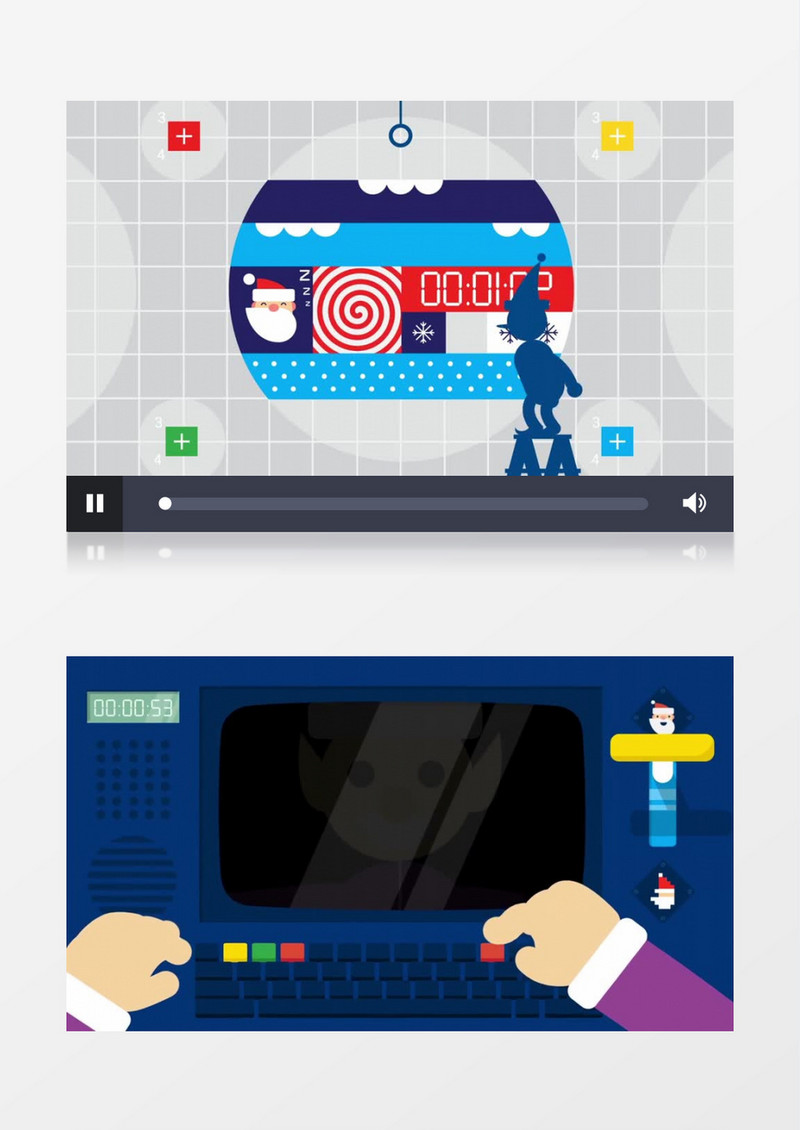 喜迎圣诞节卡通圣诞倒计时背景视频