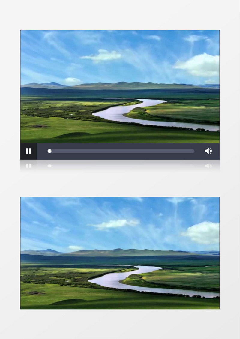 广袤草原中盘旋的河流实拍视频