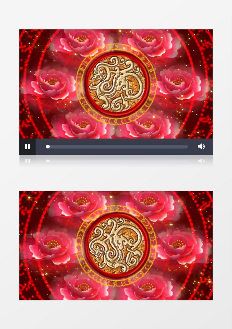 图腾旋转牡丹花开背景视频