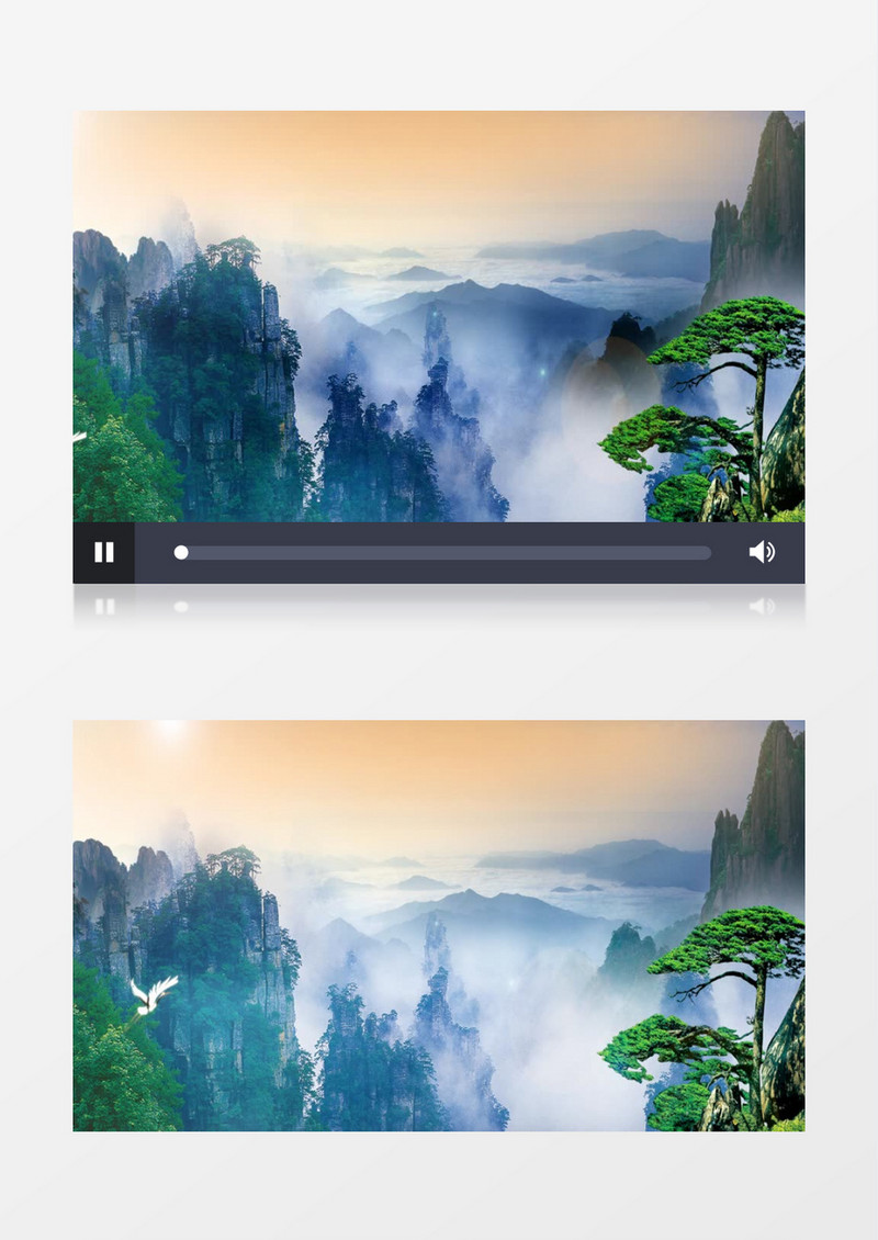 动画动态仙山仙鹤中国风背景视频素材