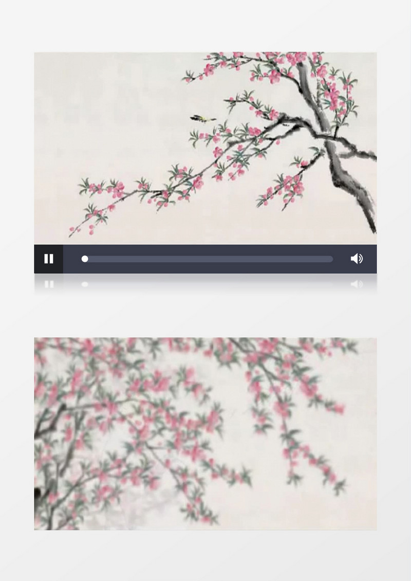 动画动态水墨山水桃花蝴蝶李白背景视频素材