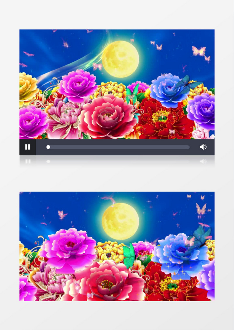 唯美夜色牡丹月亮背景视频