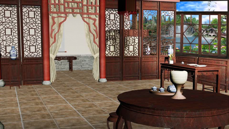 古代室内厅堂背景视频