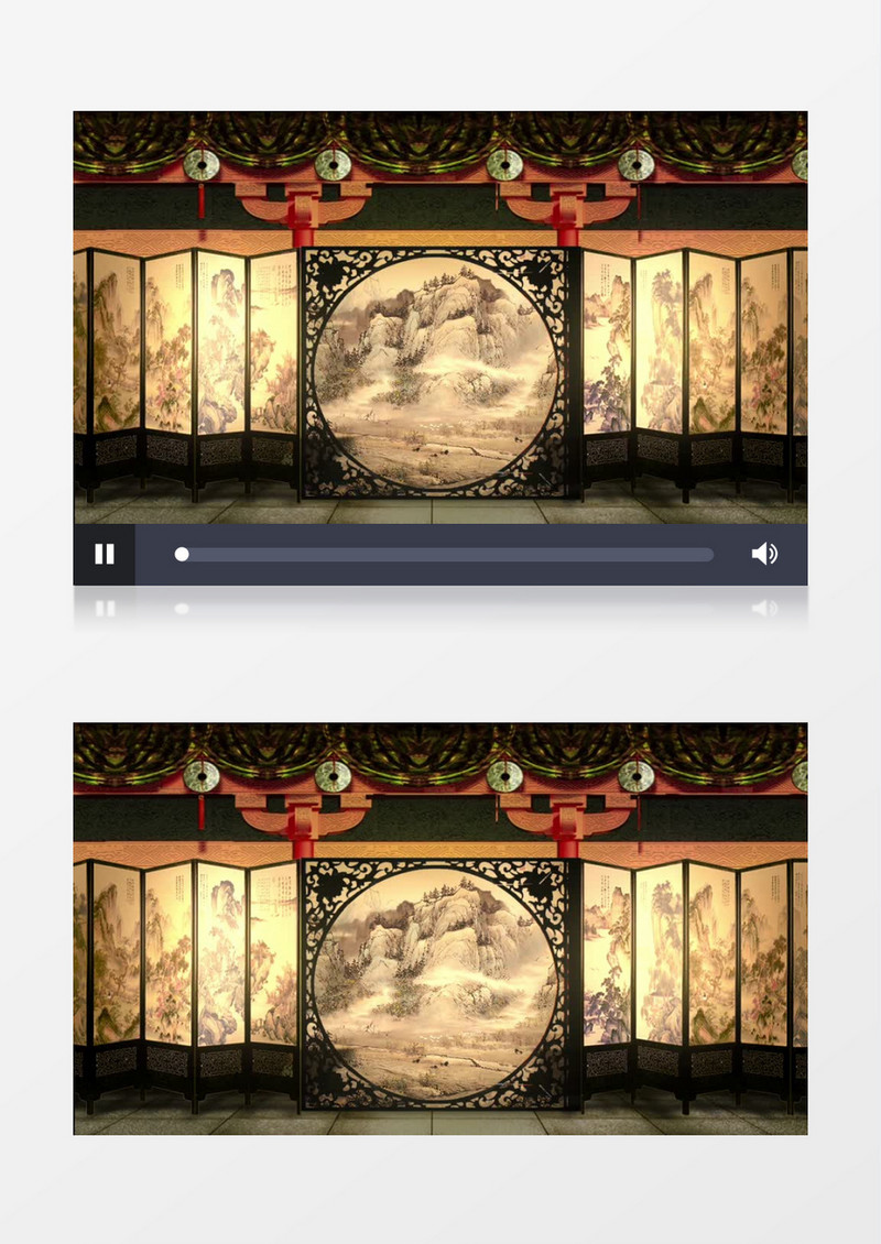 水墨画屏风背景视频