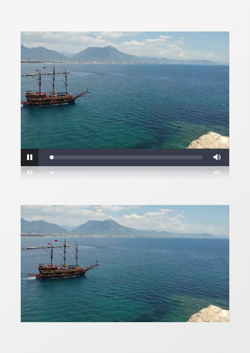 轮船在一碧无垠的大海航行背景视频