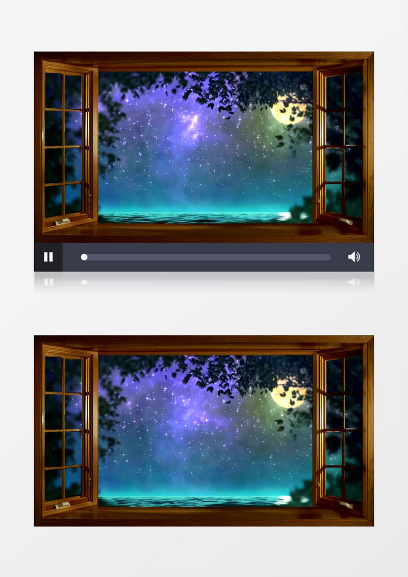 窗外唯美月亮星空夜晚背景视频
