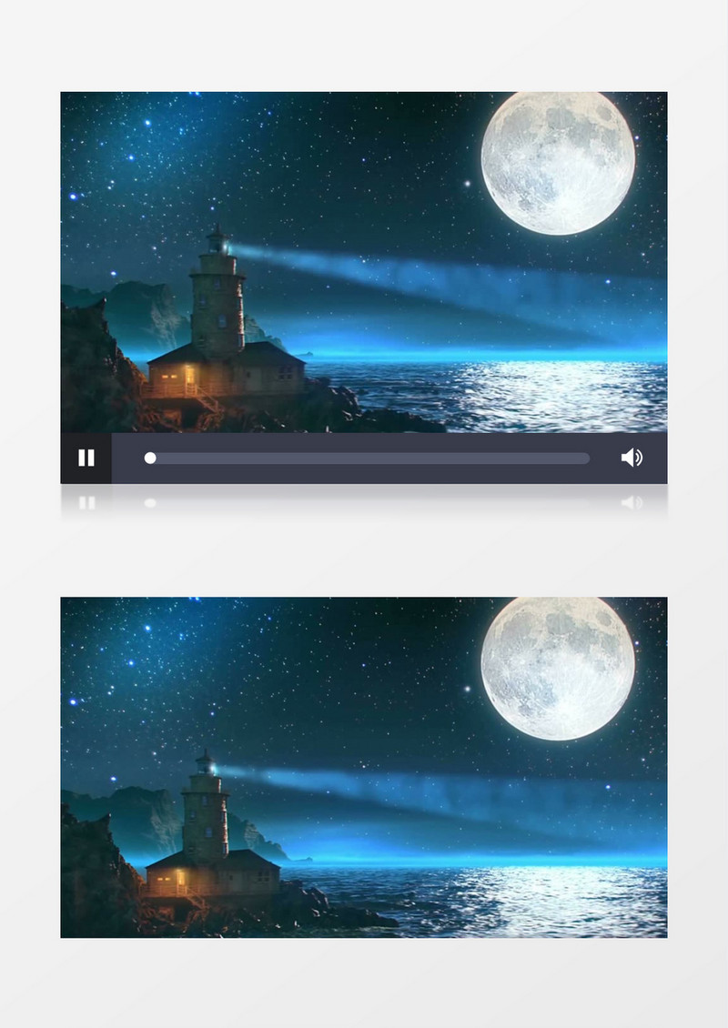 梦幻灯塔月亮海水星空夜晚背景视频