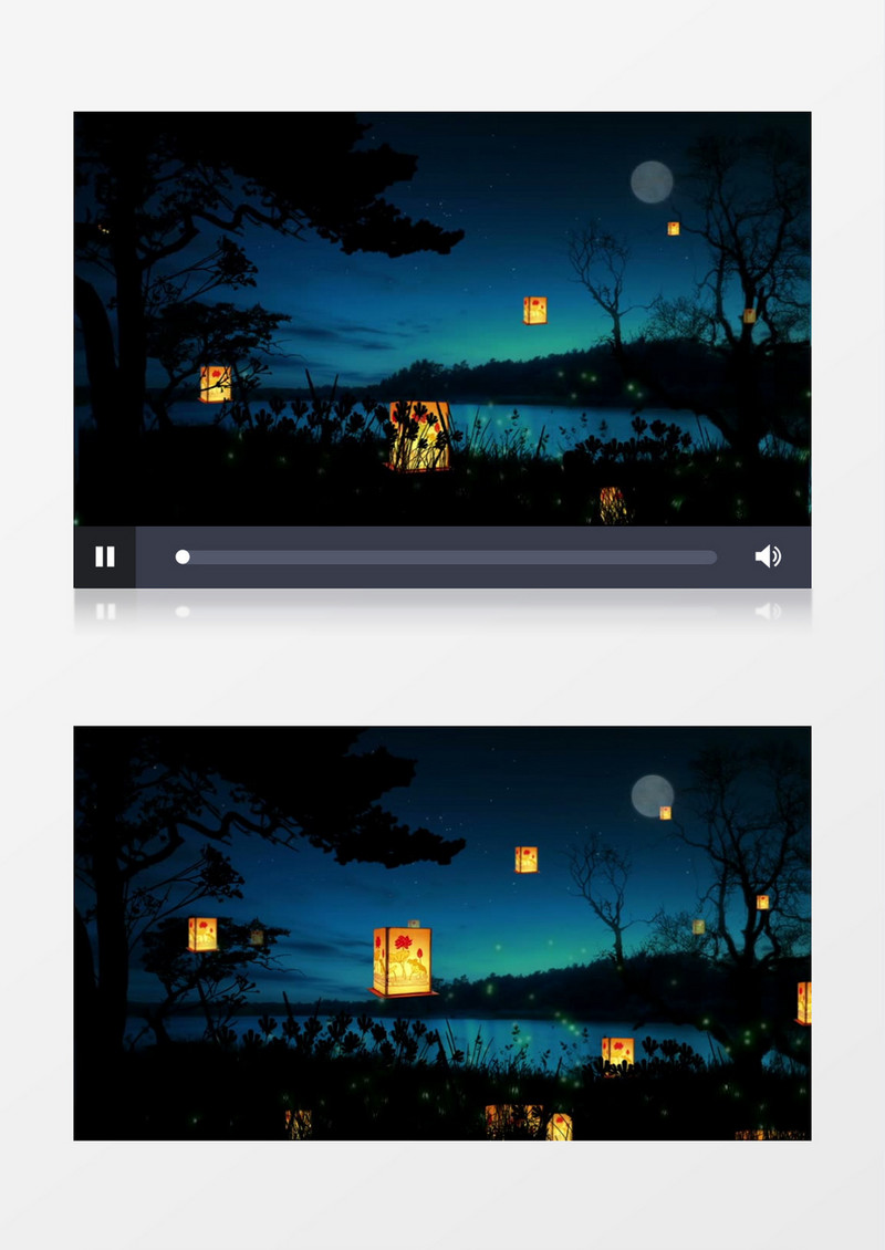 唯美夜色月夜孔明灯背景视频