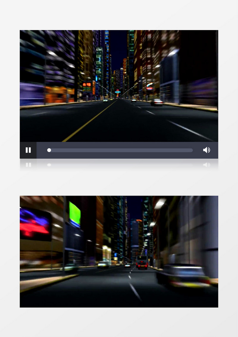 城市夜晚汽车穿梭穿越高楼道路视频背景素材