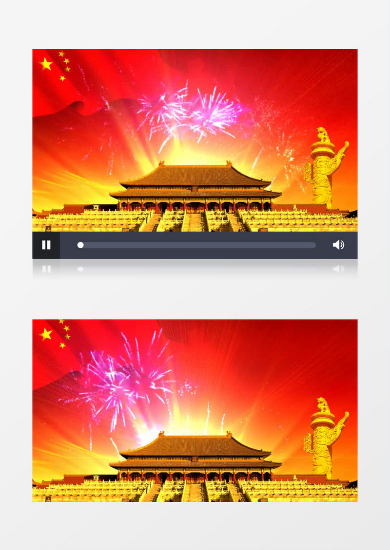 动画动态华表红旗红绸背景视频素材