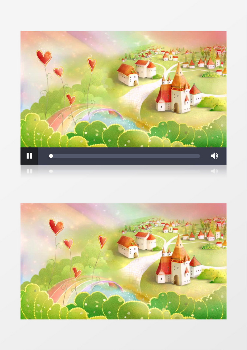 唯美梦幻卡通村庄背景视频素材