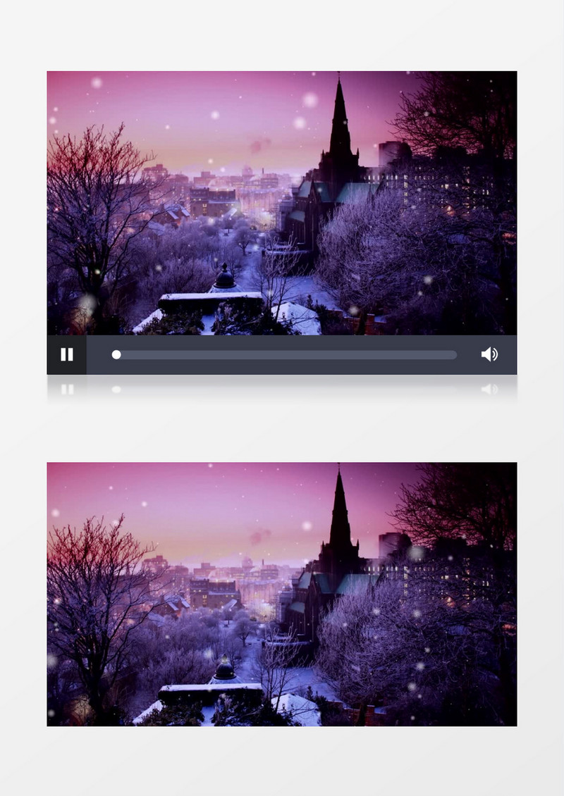 梦幻城市雪景背景视频  