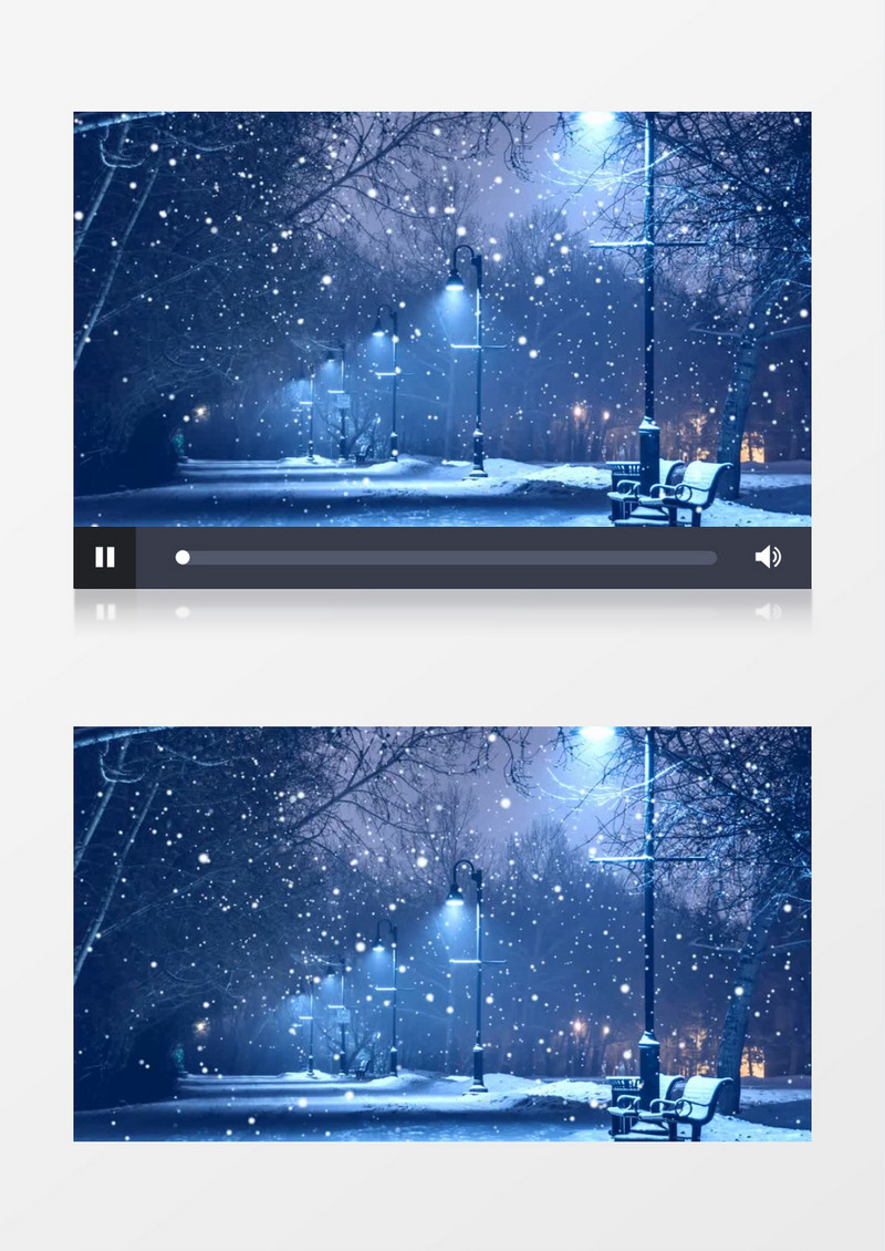 雪地路灯夜景背景视频