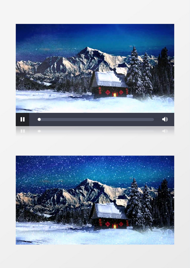 雪花飞舞小屋(有音乐)背景视频