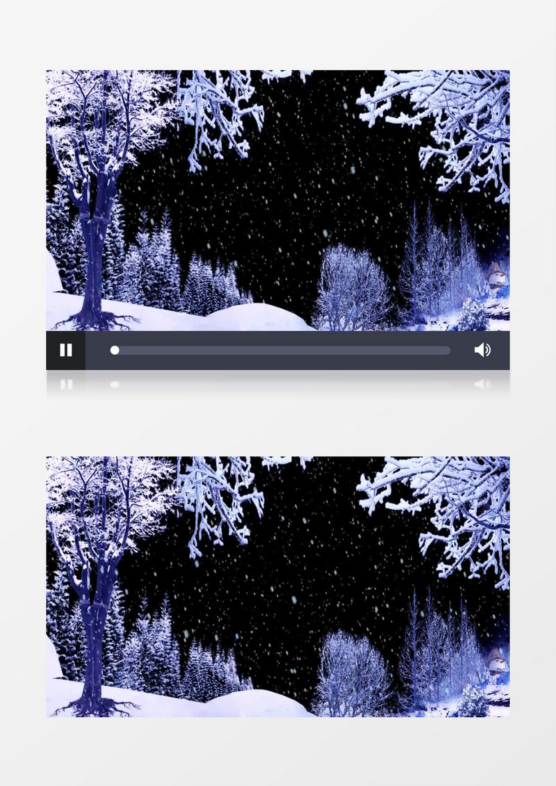 雪地松树雪花飞背景视频