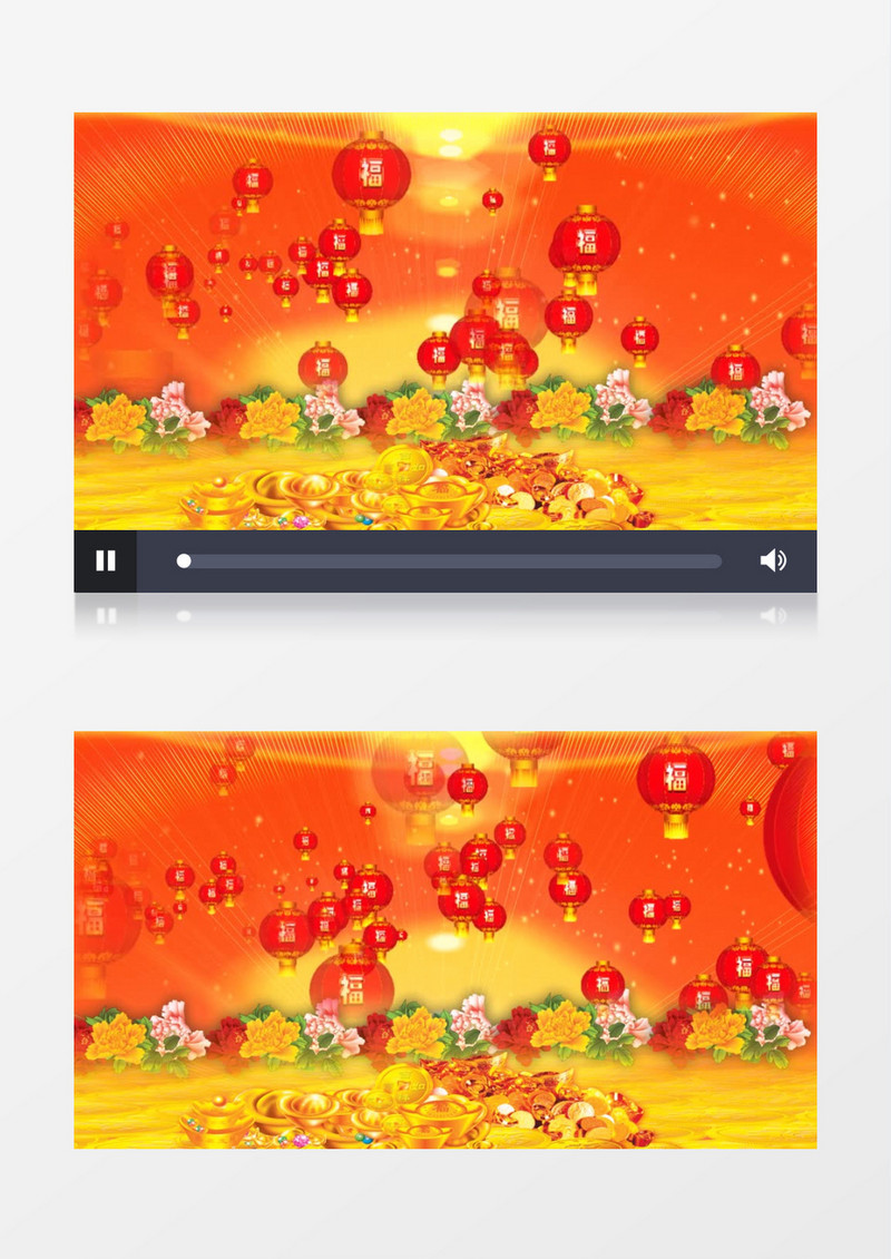 元宝灯笼福字鲜花背景视频