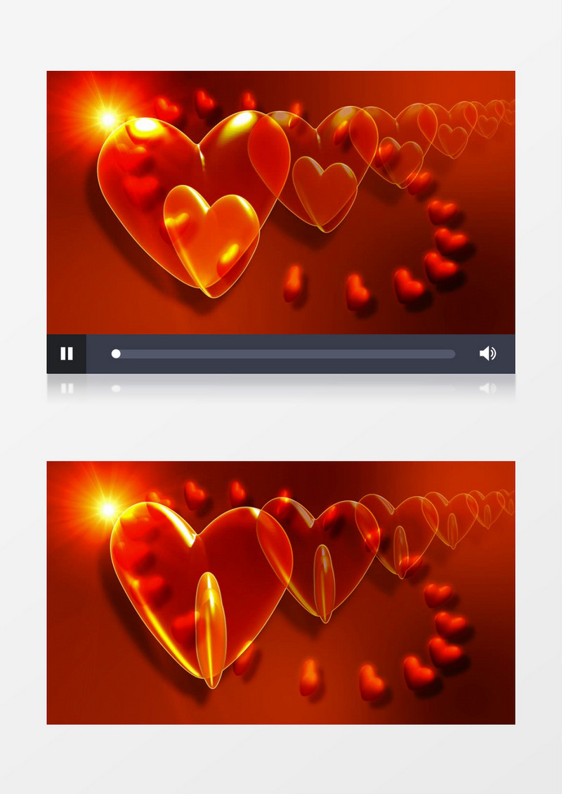 红色背景旋转的爱心视频素材