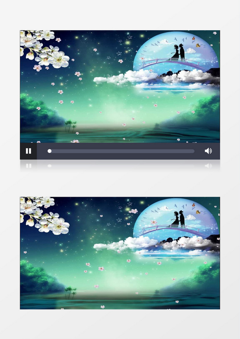 七夕飘满樱花的鹊桥背景视频素材