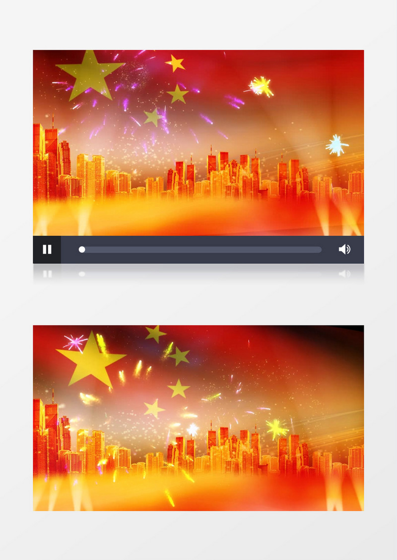 绚丽国旗烟花城市背景视频
