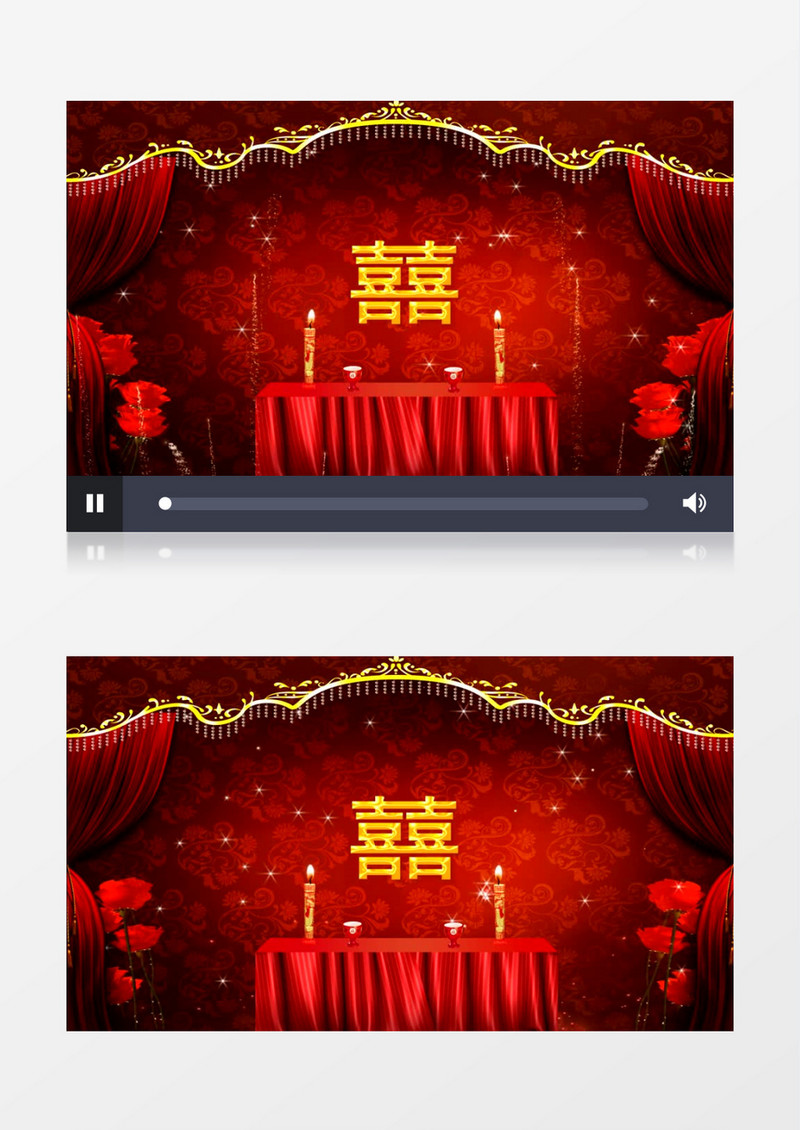 红色古典中国风喜堂背景有音乐