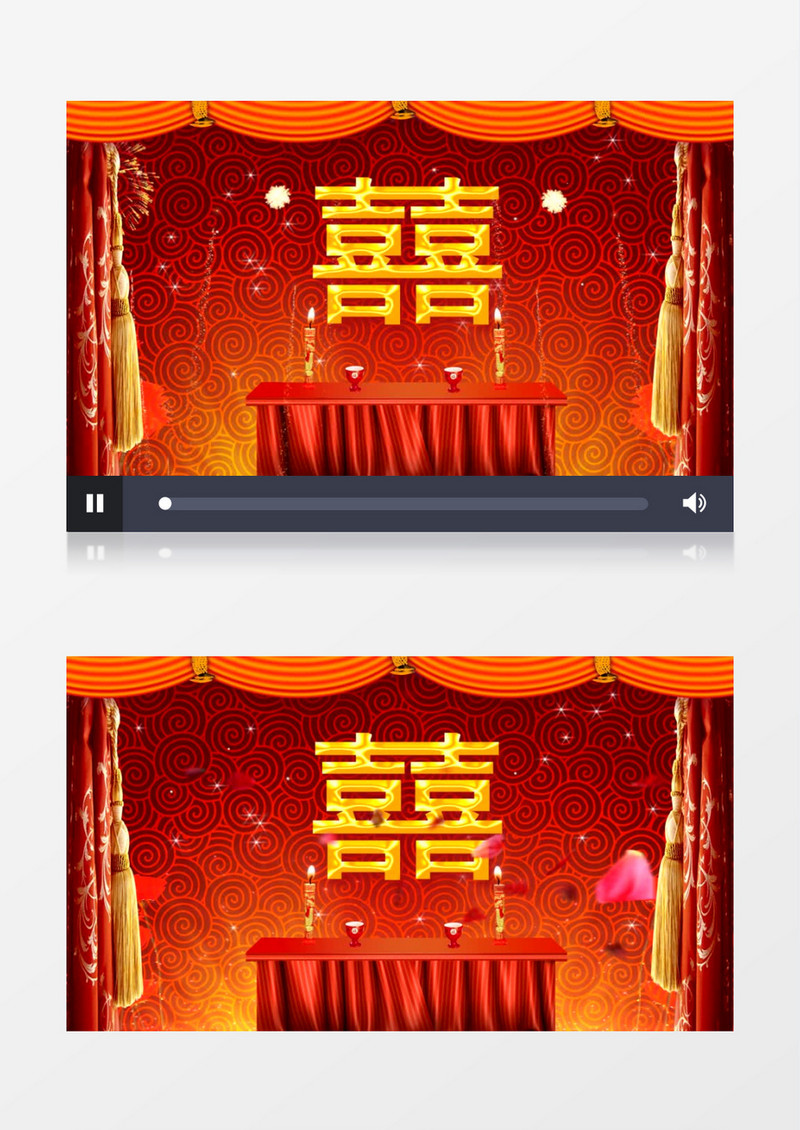 红色浪漫中式拜天地礼堂背景有音乐