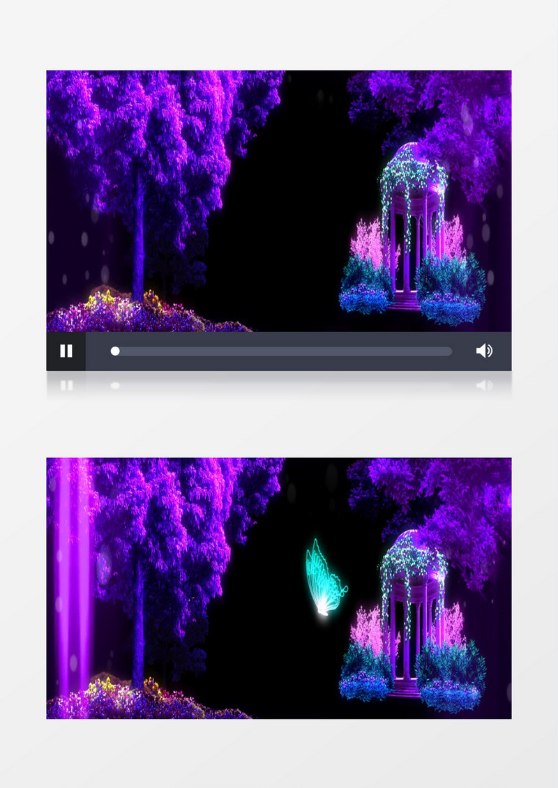唯美紫色梦幻森林蝴蝶背景视频素材