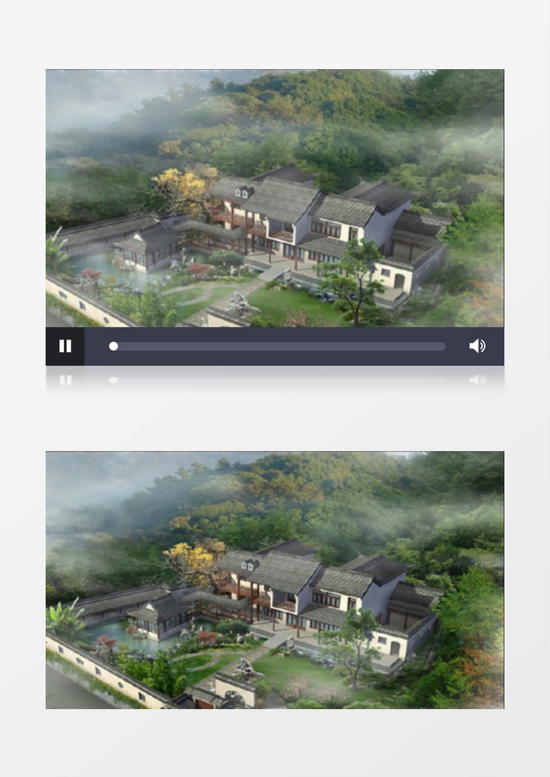 动画动态古代庭院花瓣飘落背景视频素材