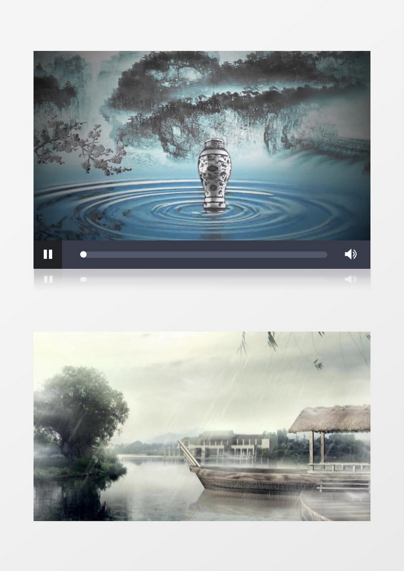 唯美中国古风青花瓷水墨画有音乐