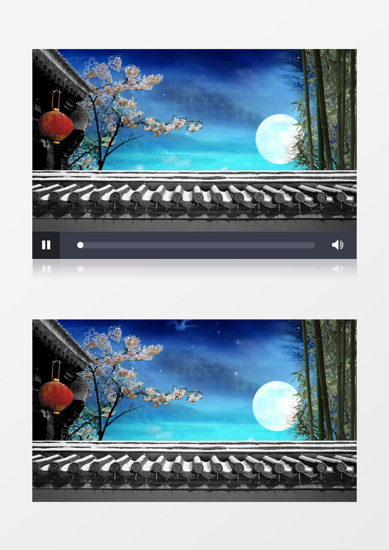 动画动态古代宅院月亮月景有音乐背景视频素材