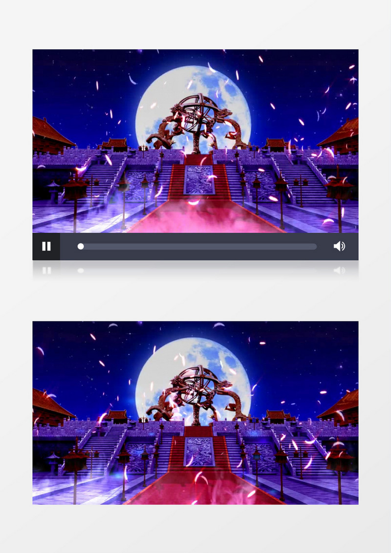 大气的古代宫殿上空悬挂着巨大的月亮视频