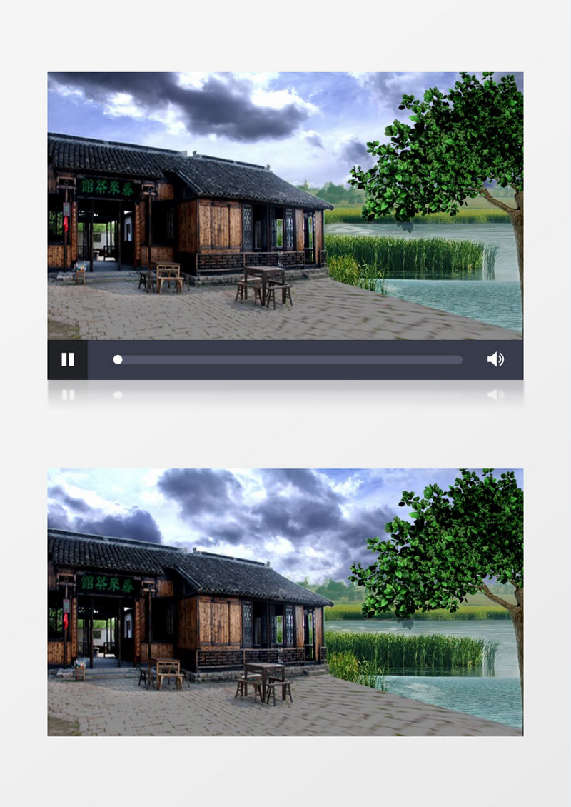 茶馆古代建筑背景视频素材