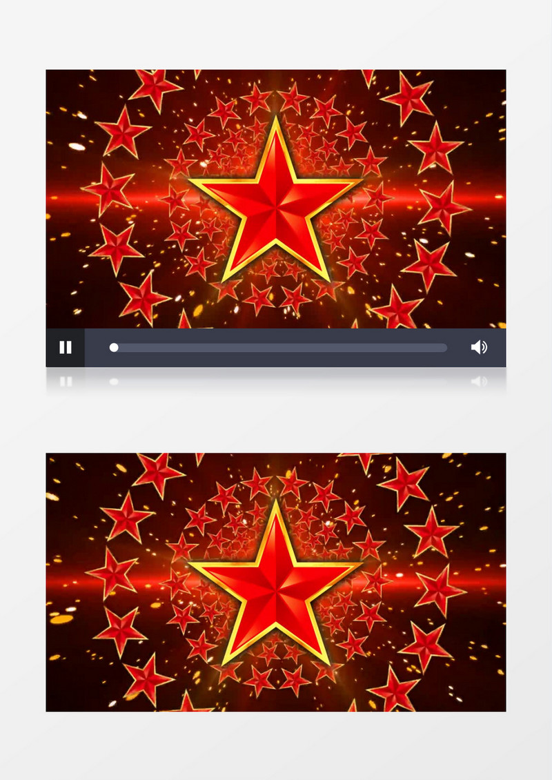 红色五角星中心放射金光闪闪穿梭背景视频