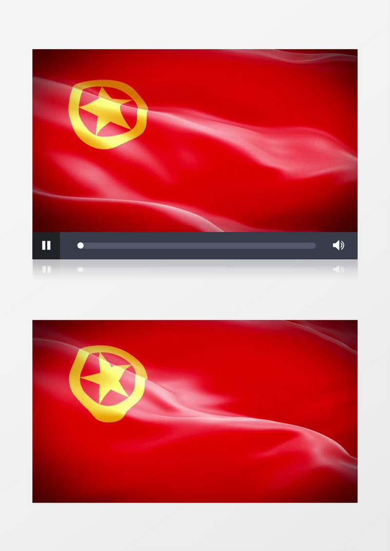 随风飘扬的五角星红旗背景视频 （有音乐）