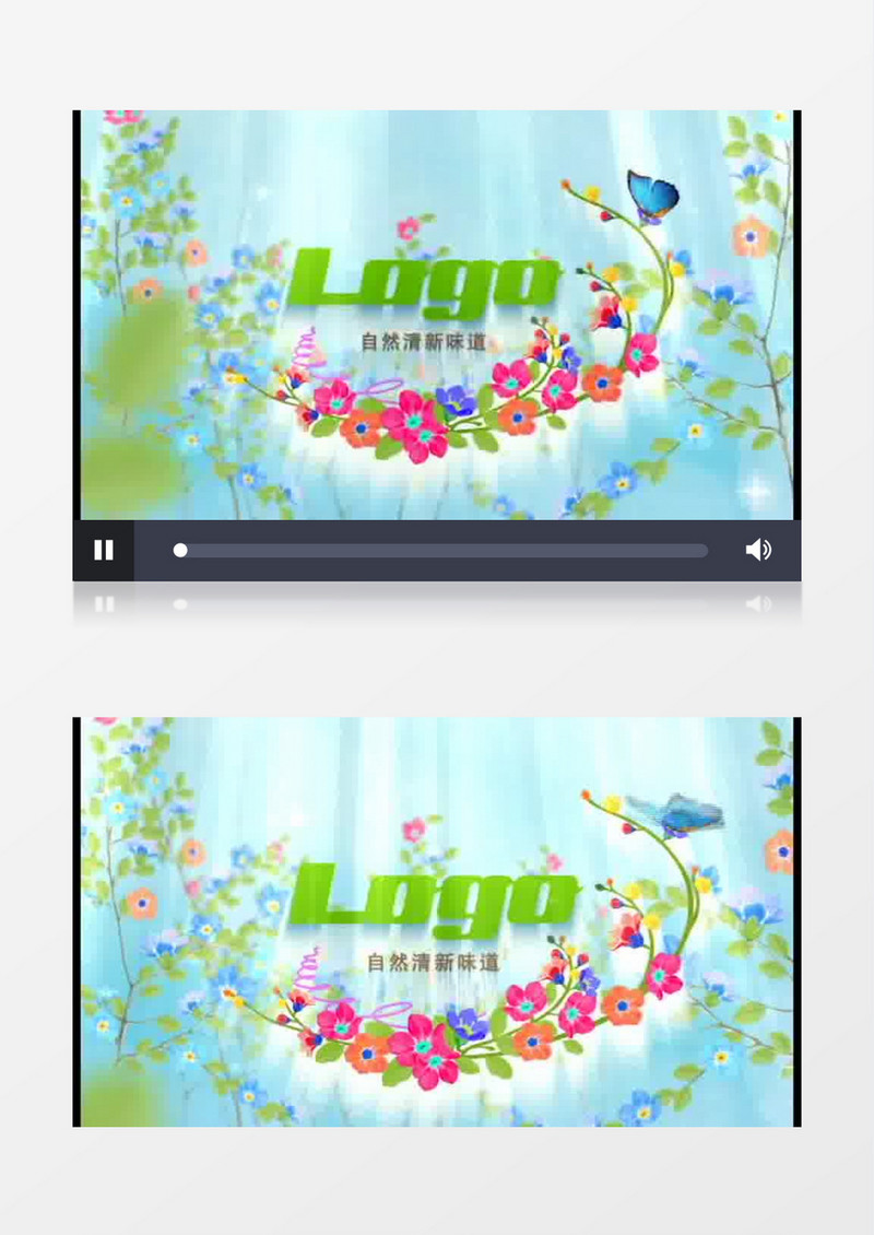 春天清新花丛蝴蝶logo开场动画AE模板