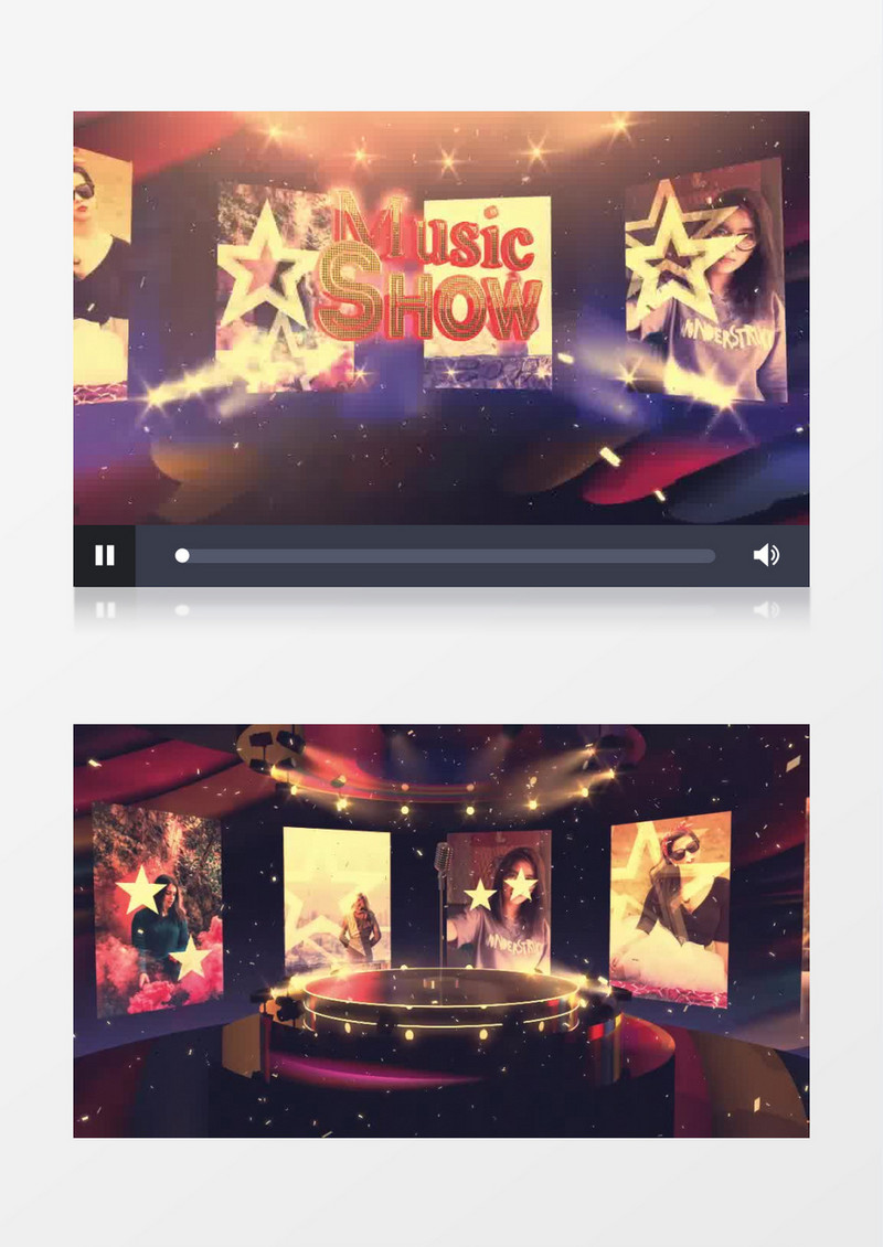 演唱会麦克风舞台彩纸飘落站票展示开场栏目AE视频模板