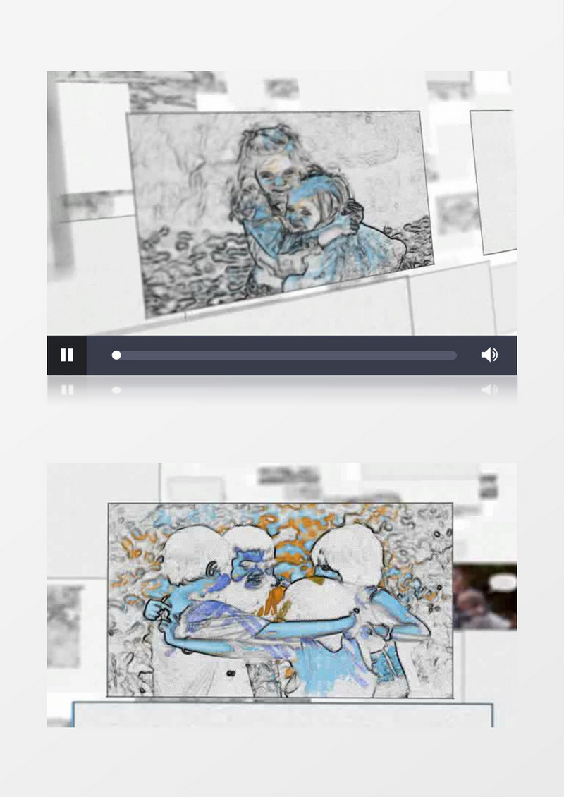 手绘卡通素描漫画风格照片相册影集AE模板