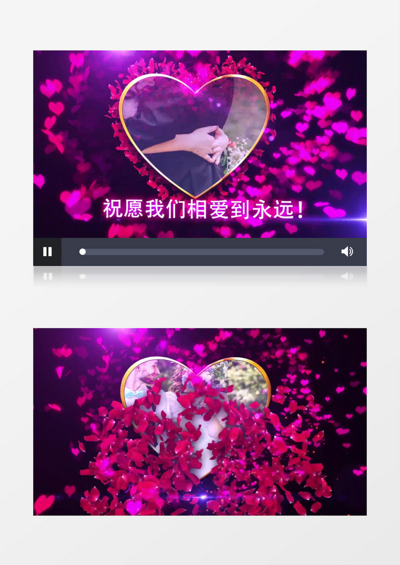 情人爱心玫瑰花瓣动画婚庆片头AE模板