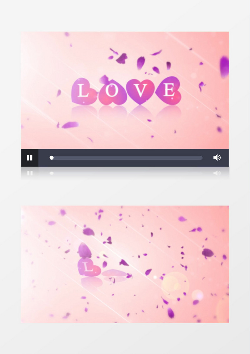 婚礼浪漫玫瑰花瓣飘落粉色LOVE文字爱心片头AE模板