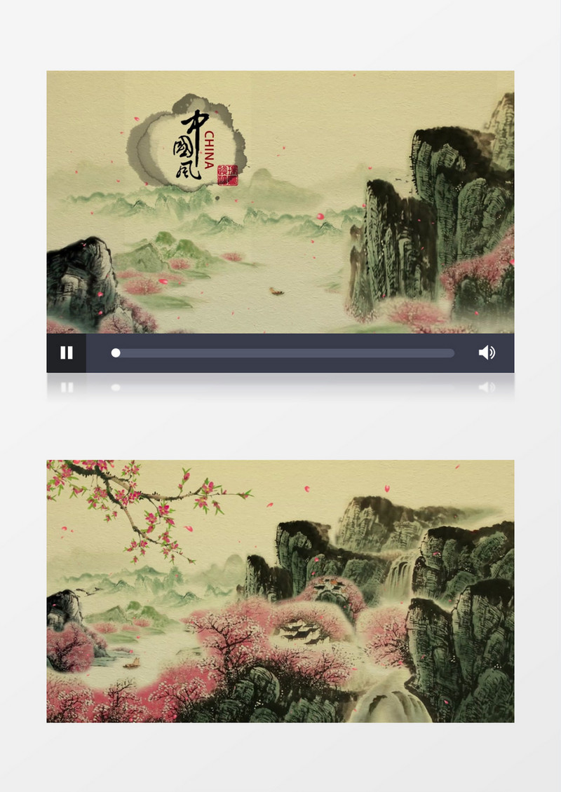 中国风水墨画桃花AE模板