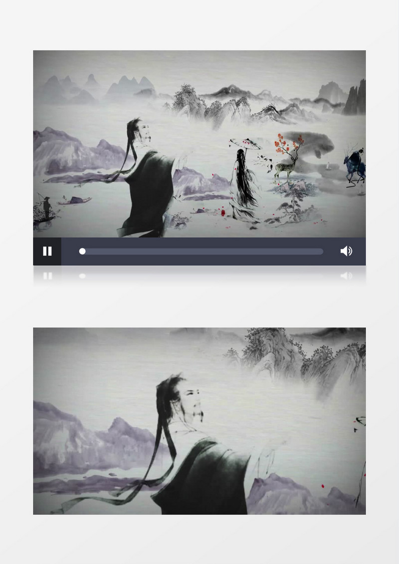 水墨山水片头色彩中国风山水