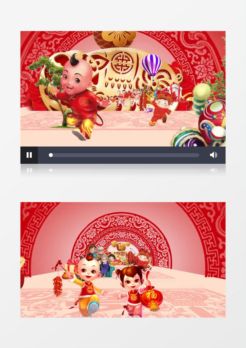 猪年大吉新春拜年祝福片头视频AE模板