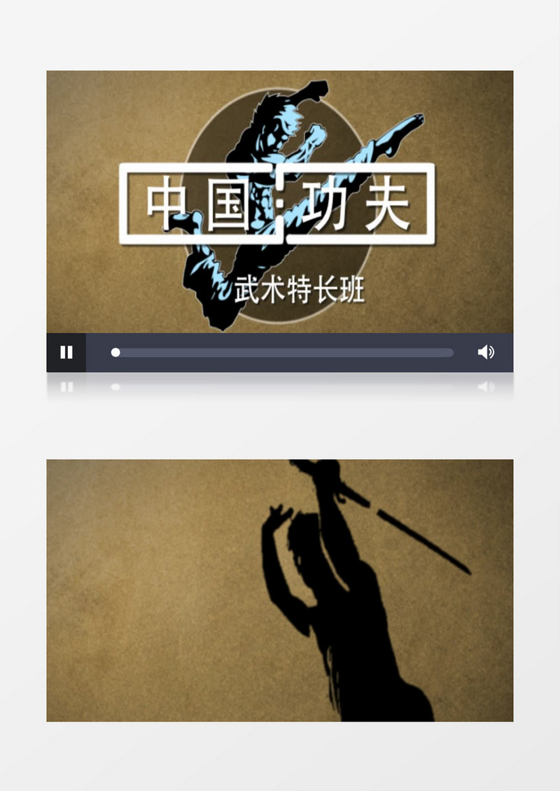 中国功夫剪影效果武术特长班宣传LOGO演绎AE模板